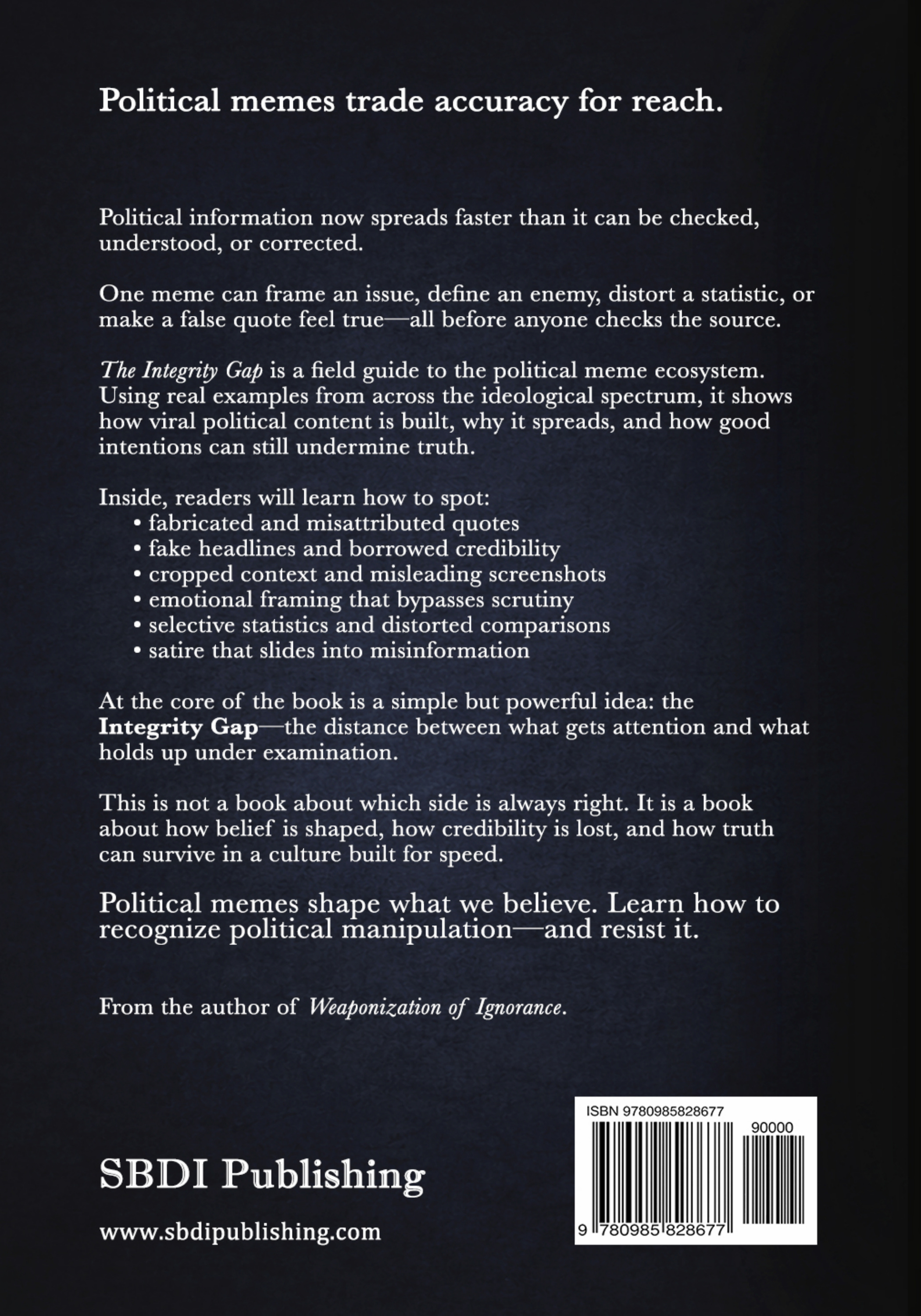 Back cover of The Integrity Gap