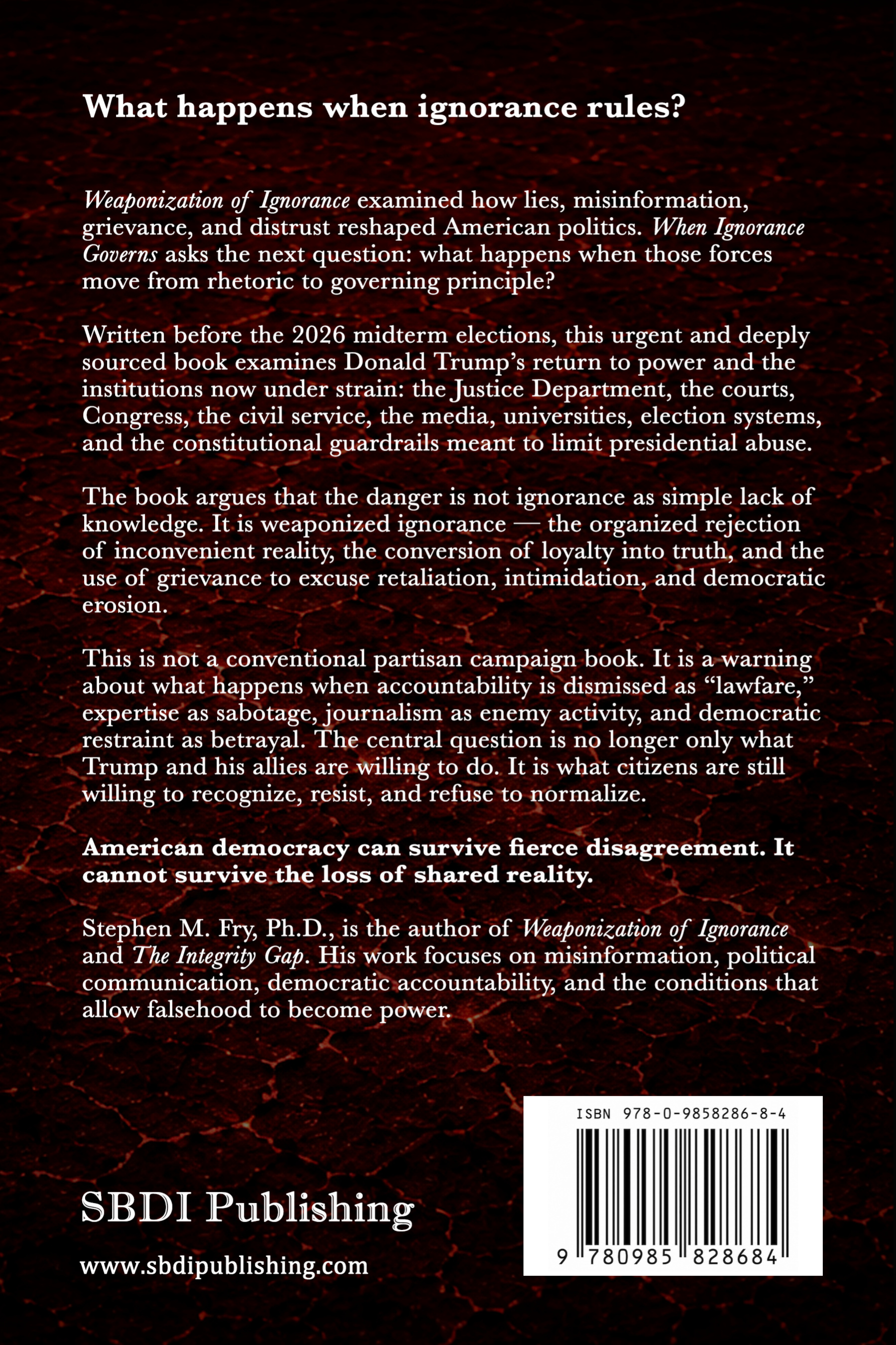 Back cover of When Ignorance Governs
